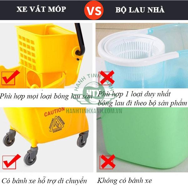 So sánh xe vắt móp và xe lau nhà