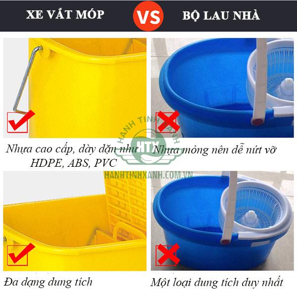 So sánh xe vắt móp và xe lau nhà