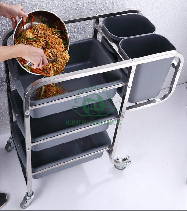 Xe dọn bàn, thu gom bát đĩa dùng cho nhà hàng