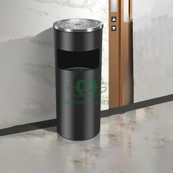 Thùng rác tròn có khay gạt tàn trên nắp