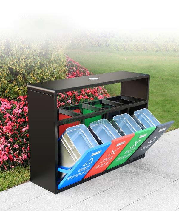 Thùng rác nhiều ngăn hỗ trợ phân loại rác thải công cộng