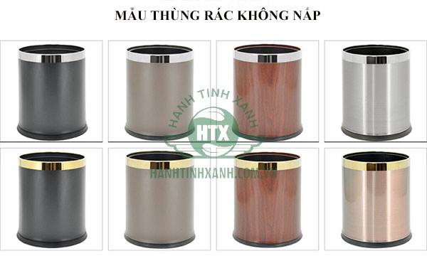 Thùng rác Inox không nắp bọc giả da - mẫu thùng rác văn phòng được yêu thích