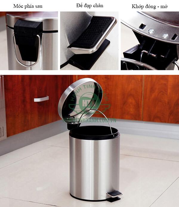Thùng rác đạp chân inox đẹp, chất lượng