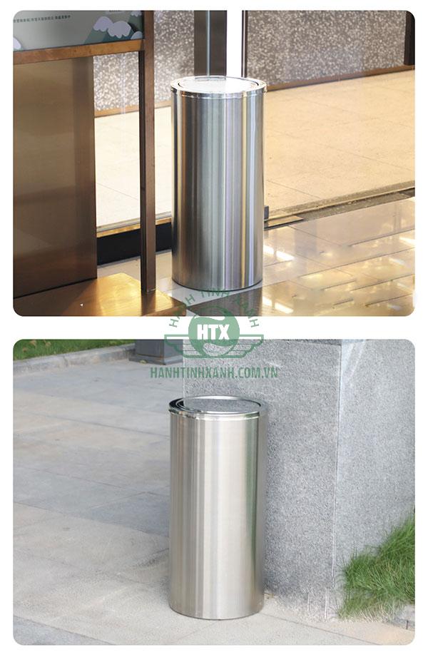 Đặc điểm thùng rác inox nắp bập bênh