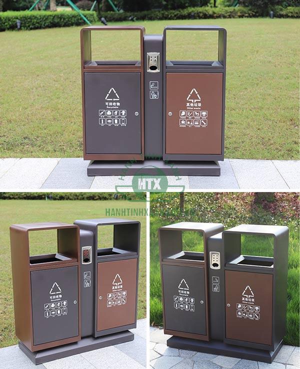 Thùng rác 2 ngăn giúp người dùng phân loại rác cơ bản
