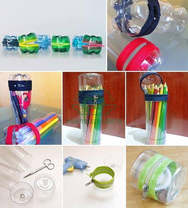 Thùng rác tái chế bằng chai nhựa đơn giản dễ làm