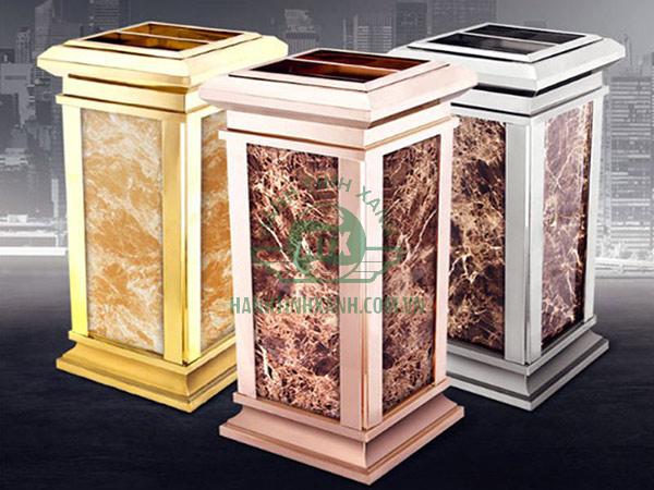 thùng rác đá hoa cương