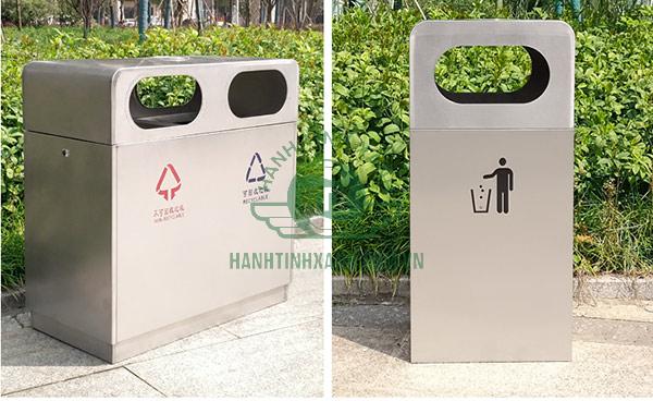 Thùng rác vuông inox ngoài trời
