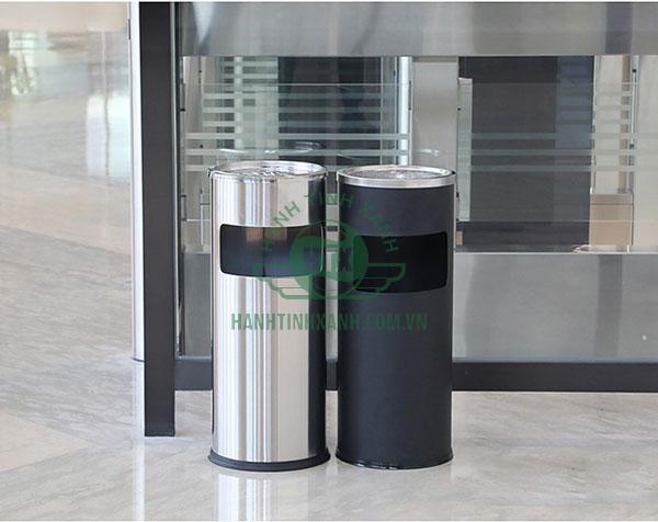 Thùng rác inox gạt tàn tròn sang trọng