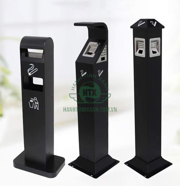 Mẫu trụ đựng gạt tàn thuốc lá bằng thép sơn đen