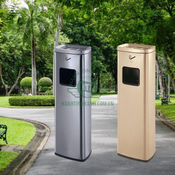 Trụ gạt tàn có cửa xả rác - thiết bị thông minh, tiện ích