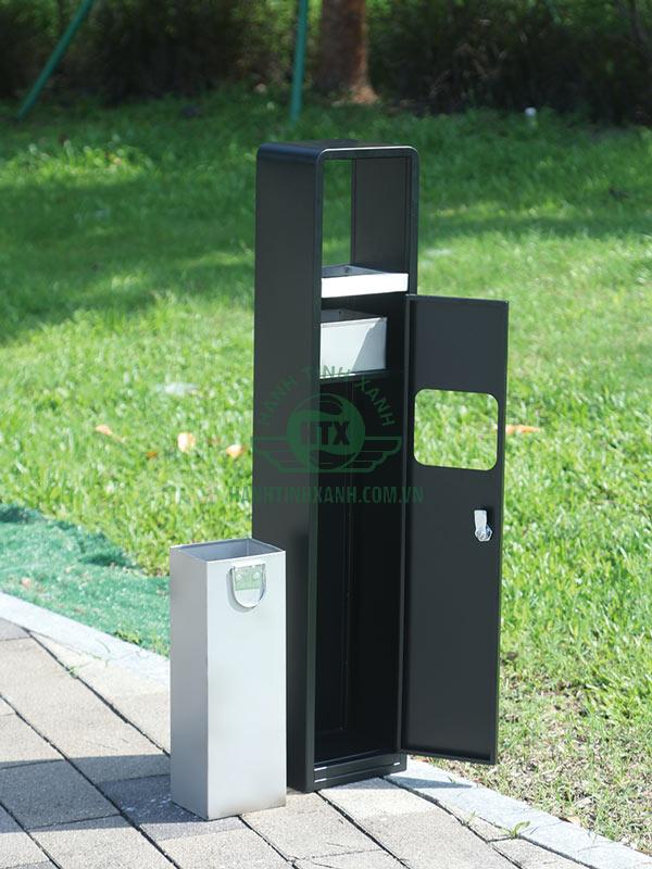 Thiết kế trụ thép đựng tàn thuốc tương tự như trụ inox