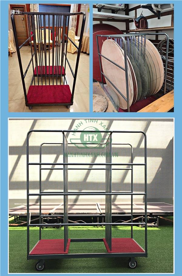 Với các thanh đỡ, xe đẩy mâm xoay an toàn và có kết cấu phức tạp hơn