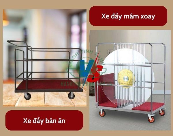 Cả 2 xe đẩy bàn ăn và xe đẩy mâm xoay đều cần thiết cho nhà hàng