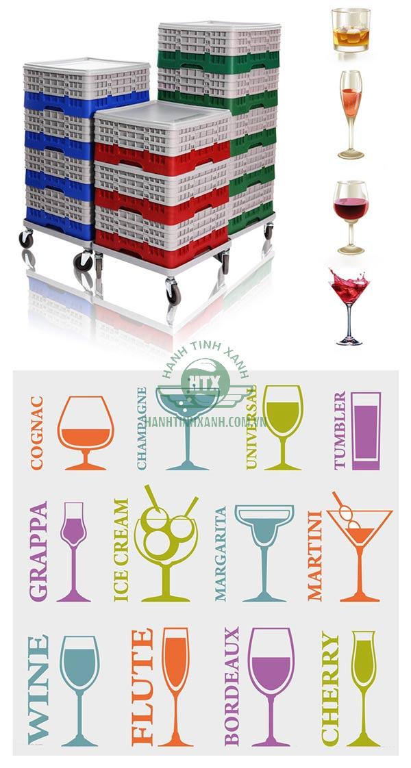 Xe đẩy khay rack chính hãng bền bỉ, phù hợp với nhiều loại ly tách, bát đĩa