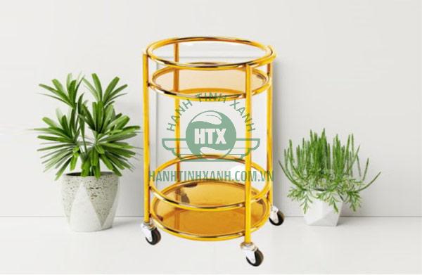 Xe phục vụ rượu inox mạ vàng của Hành Tinh Xanh