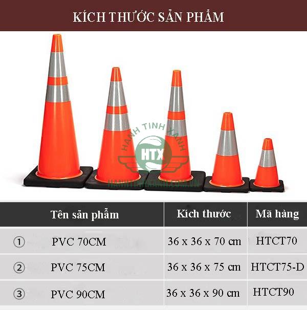 Tham khảo kích thước mẫu cọc tiêu nhựa dẻo chóp nón