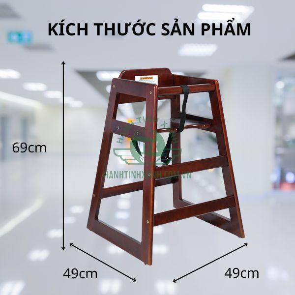 Chi tiết kích thước ghế ăn trẻ em nhà hàng bằng gỗ