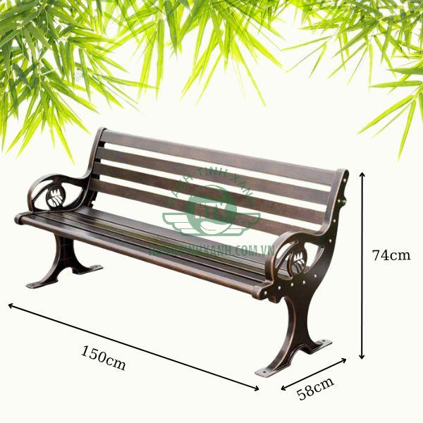 Kích thước ghế công viên ngoài trời có tựa
