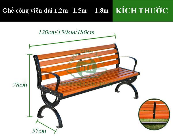 Tham khảo kích thước ghế công viên gỗ nhựa