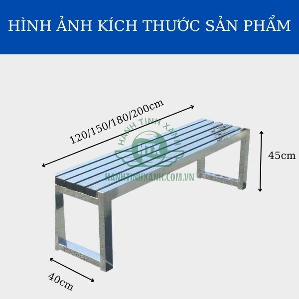 Mẫu ghế inox công viên có kích thước khá đa dạng