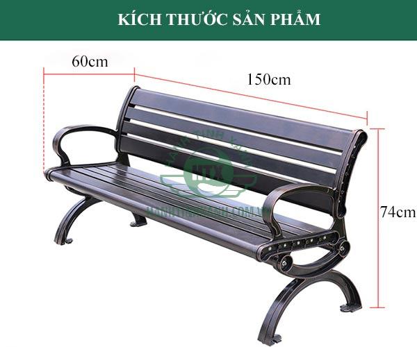 Chi tiết kích thước ghế công viên nhôm đúc