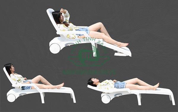 Người dùng có thể thoải mái tận hưởng các tư thế nằm, ngồi trên ghế tắm nắng