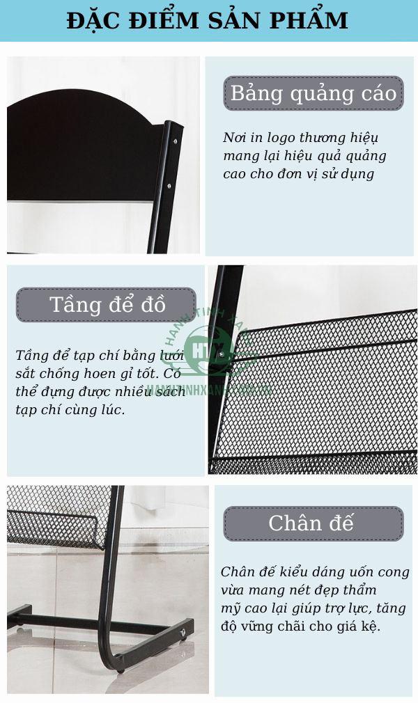 Chi tiết các bộ phận cấu thành giá trưng bày tạp chí