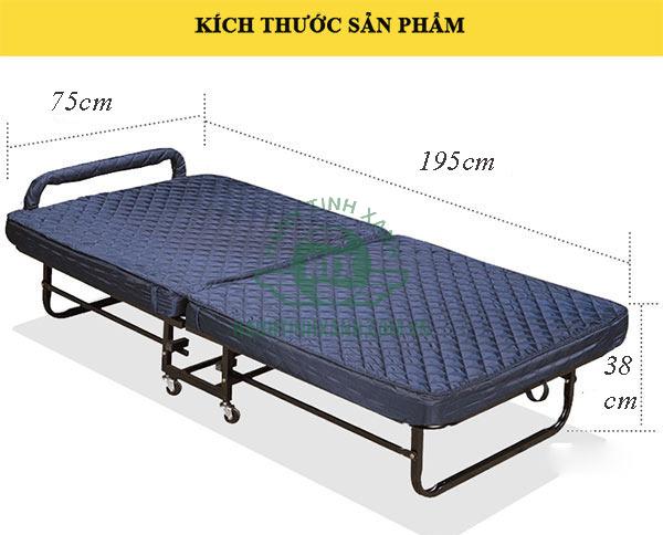 Kích thước giường gấp 6cm