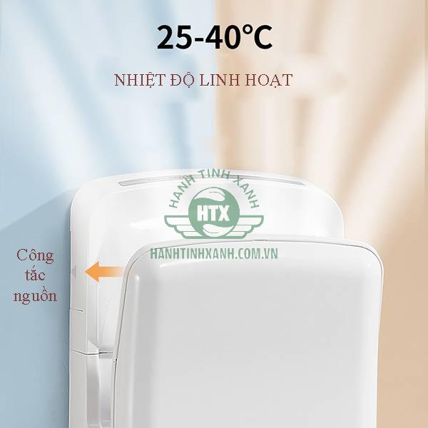 Nhiệt nóng tỏa ra từ máy sấy tay từ 25 độ C đến 40 độ C