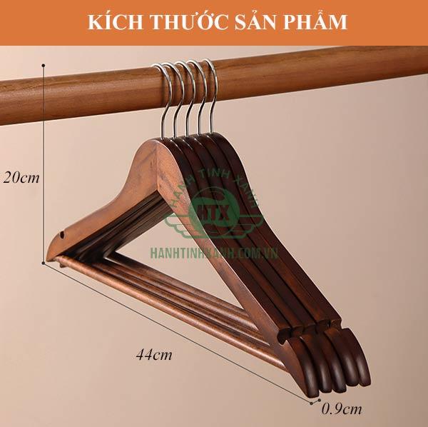Kích thước mẫu móc treo gỗ nâu sậm màu
