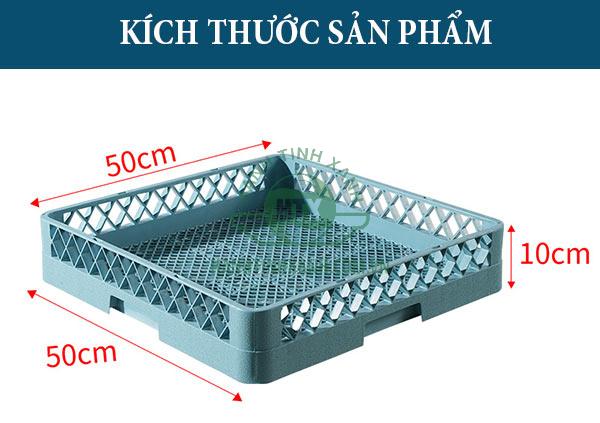 Kích thước rack nhựa: 50 x 50 x 10 cm