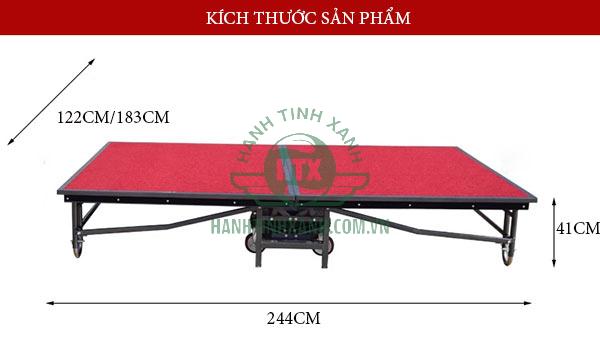 Chi tiết kích thước sân khấu khi lắp đặt xong