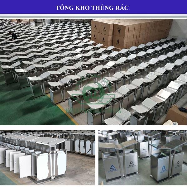 Hành Tinh Xanh luôn sẵn số lượng lớn thùng đựng rác thải inox 2 ngăn này