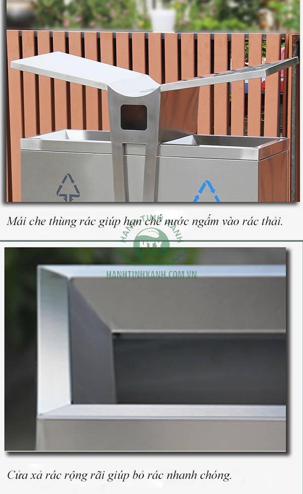 Đặc điểm thùng rác đặt ngoài trời 2 ngăn
