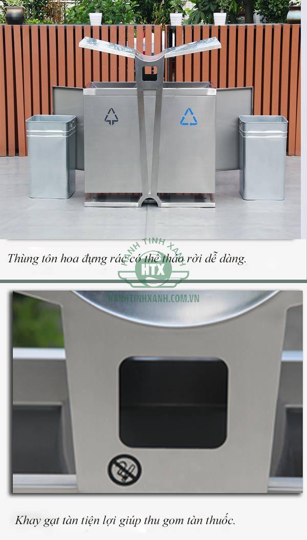 Đặc điểm thùng rác đặt ngoài trời 2 ngăn