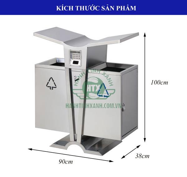Chi tiết kích thước thùng đựng rác thải inox