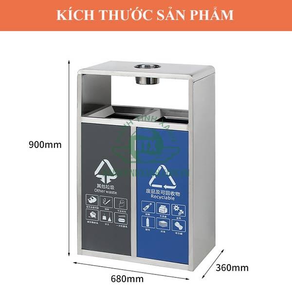 Tham khảo kích thước thùng rác 2 ngăn