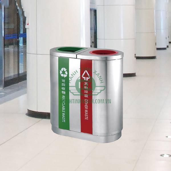 Mẫu thùng rác inox loại 2 ngăn cao cấp