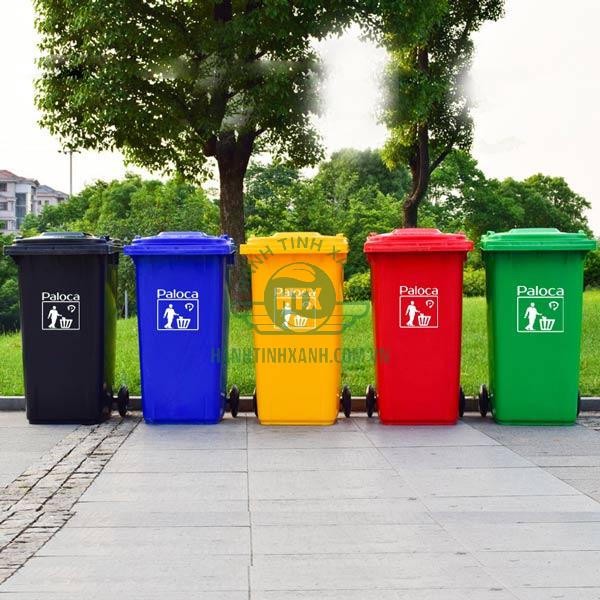 Thùng rác nhựa 240l có bánh xe với nhiều phiên bản màu sắc
