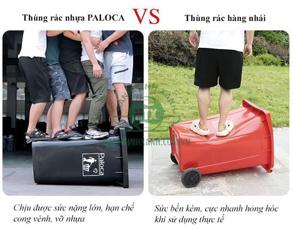 Thùng rác 240L Paloca chịu tải tốt hơn hẳn thùng rác giá rẻ, hàng nhái