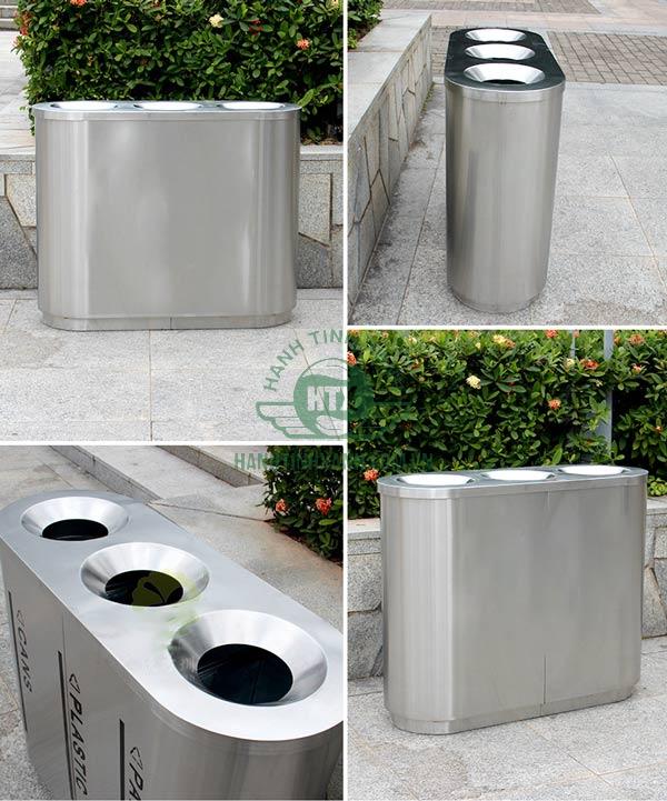 Thùng rác 3 ngăn có thể sử dụng trong cả không gian trong nhà, ngoài trời