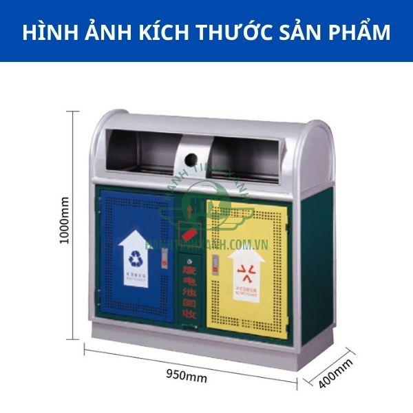 Chi tiết thùng rác 2 ngăn ngoài trời