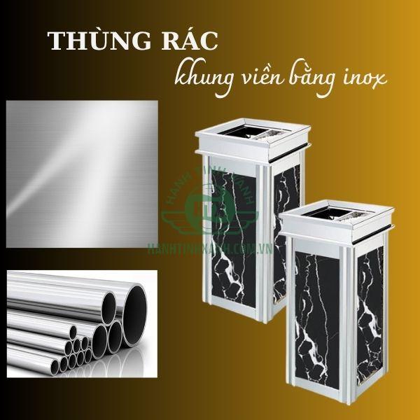 Khung viền thùng rác bằng inox trắng