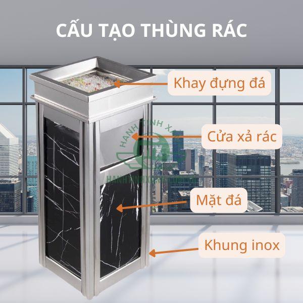 Tham khảo các chi tiết cấu thành thùng đựng rác bằng đá hoa cương