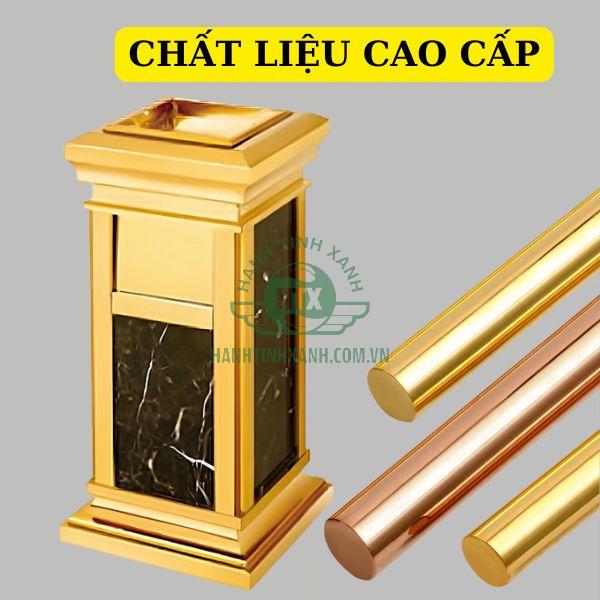 Mẫu thùng rác có phần khung làm từ inox mạ vàng