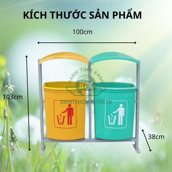 Kích thước thùng rác treo đôi composite