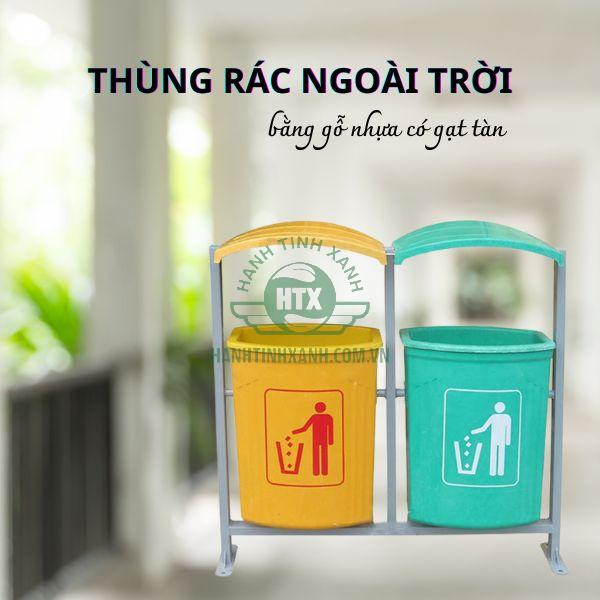 Mẫu thùng rác ngoài trời bằng composite 2 ngăn