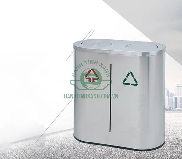 Mẫu thùng rác sản xuất từ inox 201 màu trắng