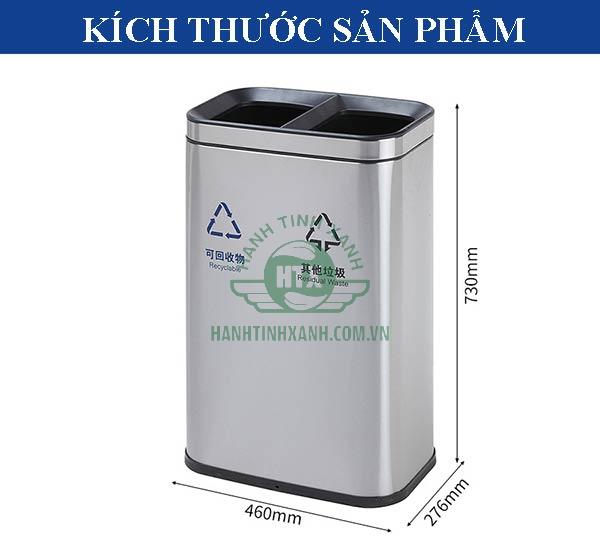 Kích thước thùng rác phân loại 2 ngăn